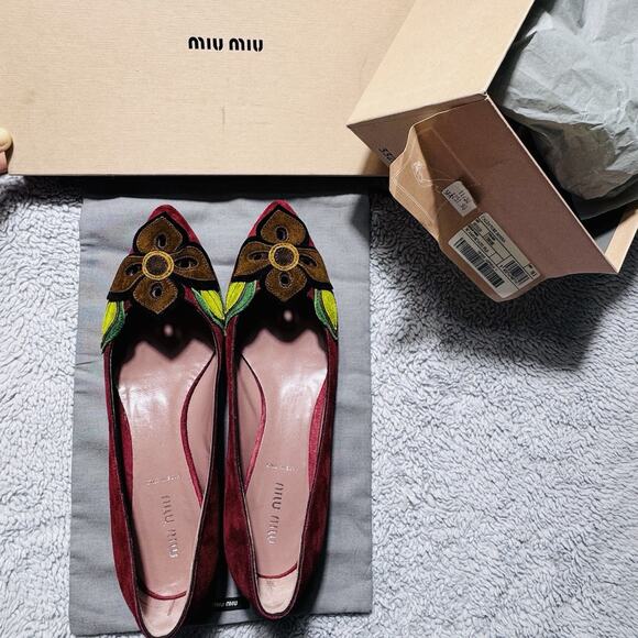 Miu Miu Shoes - New In Box Miu Miu Calzature Donna Cerise Flower Flats Shoes 38.5 Women’s 8